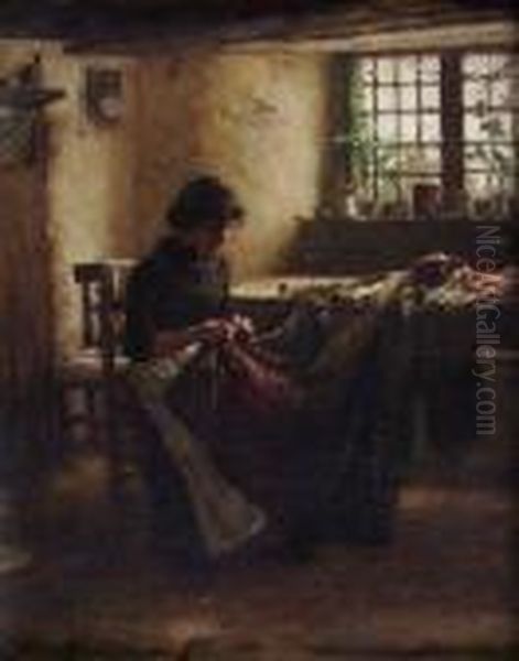 The Young Seamstress Oil Painting by William Langley