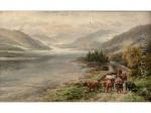 The Highland Drove Oil Painting by William Langley