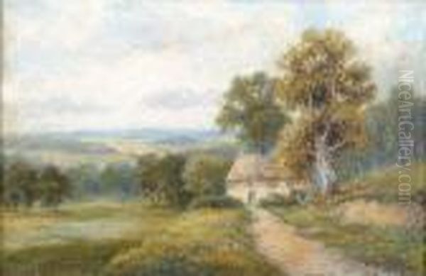 Figures In A Landscape Oil Painting by William Langley