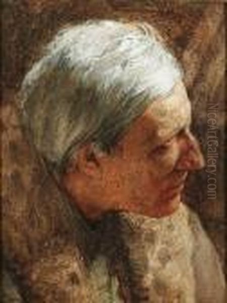 Portrait Of An Old Man Oil Painting by William Langley