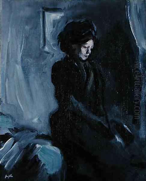 Lady in Black, c.1907 Oil Painting by Samuel John Peploe