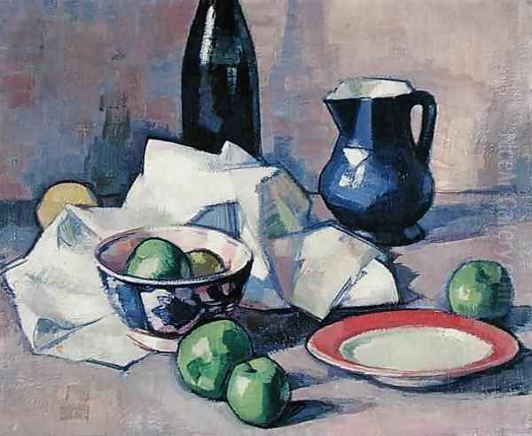 Still Life, Black Bottle, c.1916 Oil Painting by Samuel John Peploe