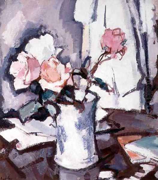 Pink Roses Oil Painting by Samuel John Peploe