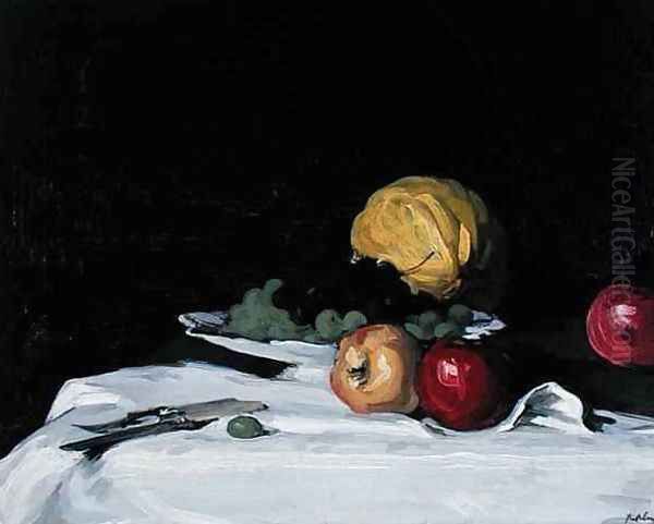 Still Life with Melon, Grapes and Apples, c.1902 Oil Painting by Samuel John Peploe