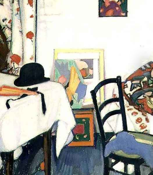 Interior with Japanese Fan, c.1915 Oil Painting by Samuel John Peploe