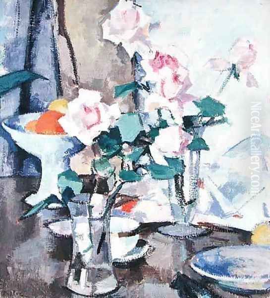 Roses and Fruit, c.1921 Oil Painting by Samuel John Peploe