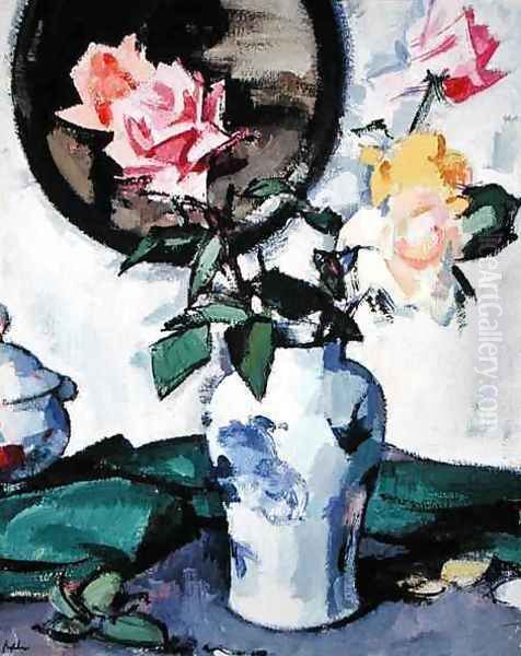 Still Life with Mixed Roses, c.1922 Oil Painting by Samuel John Peploe