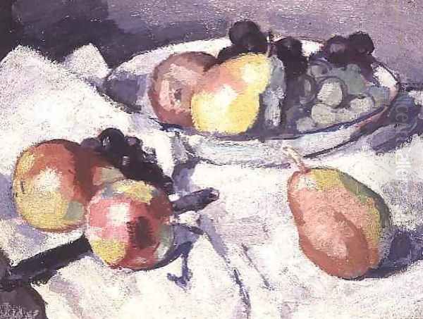 Still Life Pears and Grapes, c.1930 Oil Painting by Samuel John Peploe