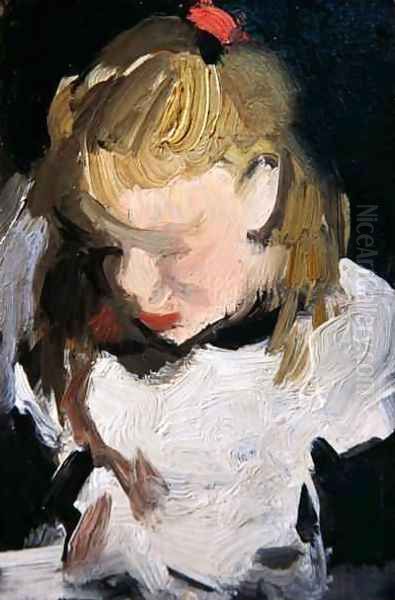 Study of a Young Girl, c.1903-04 Oil Painting by Samuel John Peploe