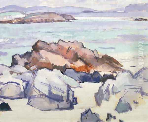 Rocks, Iona Oil Painting by Samuel John Peploe