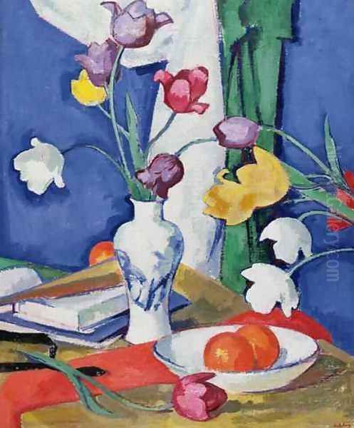 Tulips and Fruit, c.1919 Oil Painting by Samuel John Peploe