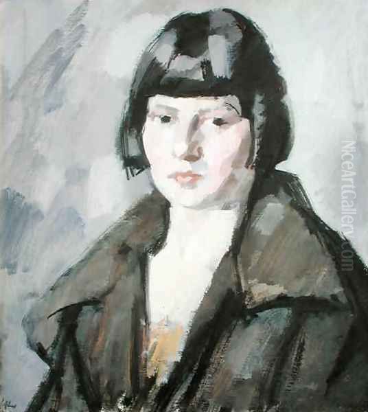 Head of a Young Girl, c.1920 Oil Painting by Samuel John Peploe