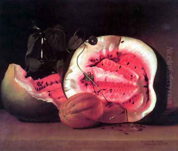 Melons and Morning Glories 1813 Oil Painting by Raphaelle Peale