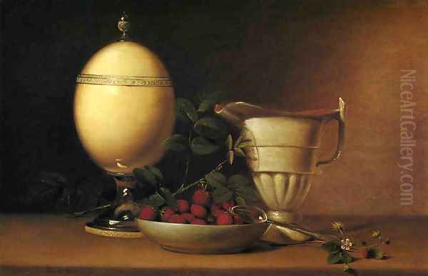 Still Life with Strawberries and Ostrich Egg Cup Oil Painting by Raphaelle Peale