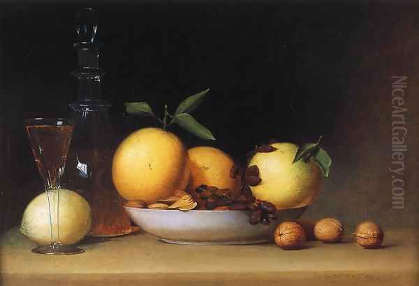 Still Life with Liqueur and Fruit Oil Painting by Raphaelle Peale