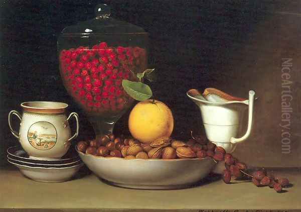 Still Life- Strawberries and Nuts 1822 Oil Painting by Raphaelle Peale