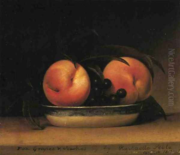 Fox Grapes and Peaches Oil Painting by Raphaelle Peale