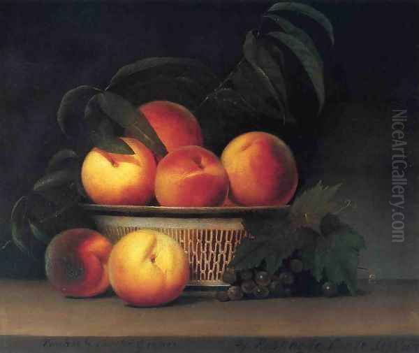 Peaches and Unripe Grapes Oil Painting by Raphaelle Peale