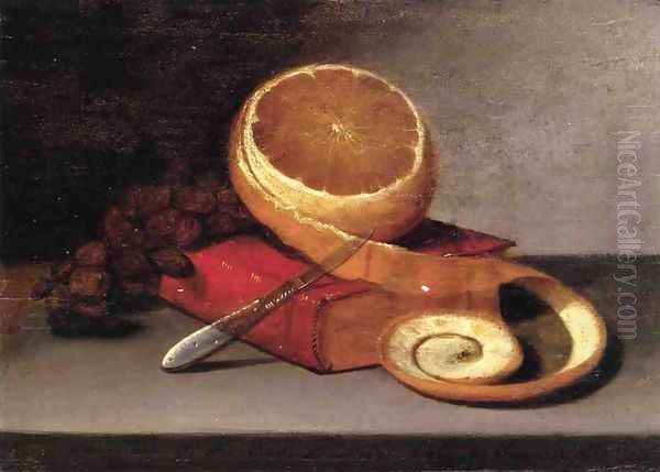 Orange and Book Oil Painting by Raphaelle Peale