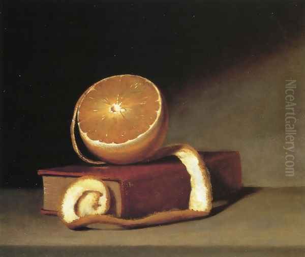 Still Life with Orange and Book Oil Painting by Raphaelle Peale