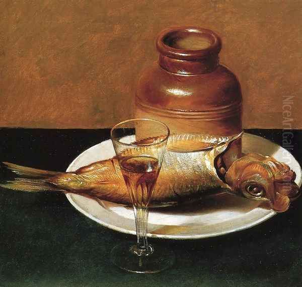 Still Life with Jug and Fish Oil Painting by Raphaelle Peale