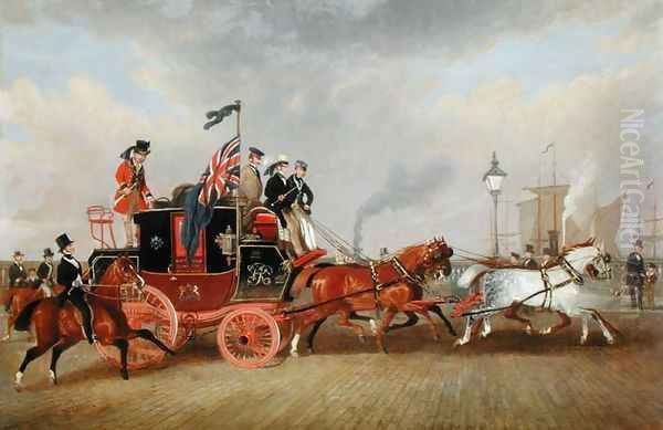 'The Last of the Mail Coaches- The Edinburgh-London Royal Mail at Newcastle-upon-Tyne, 5th July 1847, 1848 Oil Painting by James Pollard