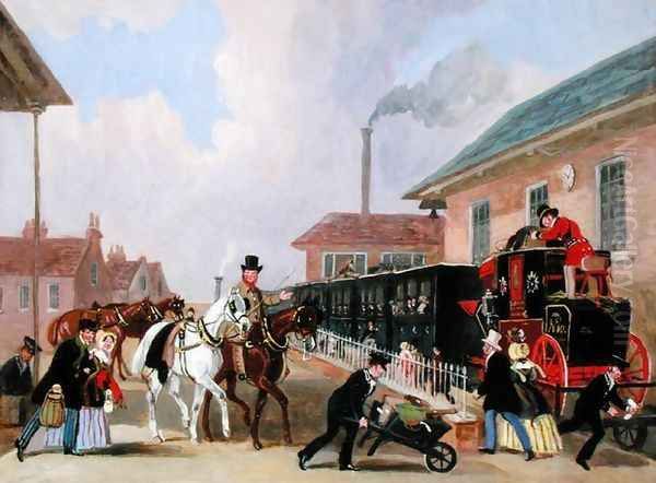 The Louth-London Royal Mail Travelling by Train from Peterborough East in December 1845 Oil Painting by James Pollard