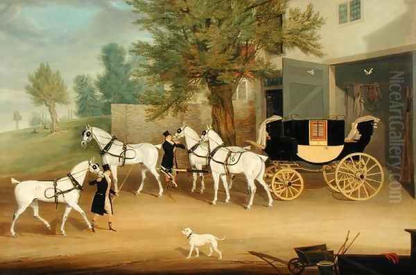 John Smith Barry's Private Drag and Grey Team at Marbury Hall, Cheshire Oil Painting by James Pollard