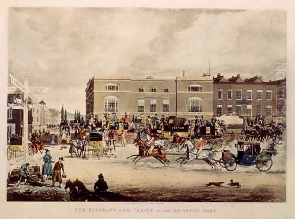 The Elephant and Castle on the Brighton Road, 1826 Oil Painting by James Pollard