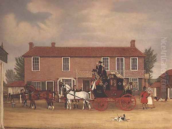 The Norwich Mail at the Coach and Horses, Ilford Oil Painting by James Pollard