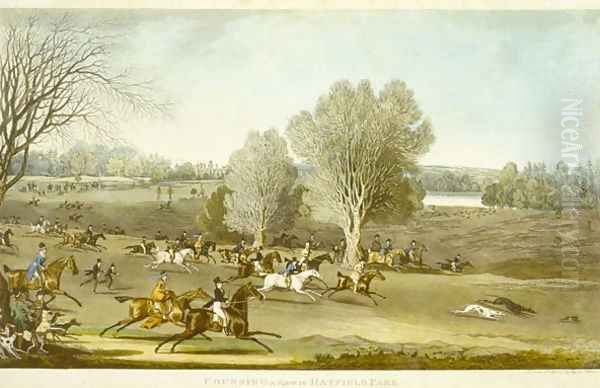 Coursing - A View of Hatfield Park Oil Painting by James Pollard