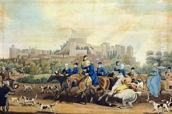 George III (1738-1820) Returning from Hunting, engraved by M. Dubourg, 1820 Oil Painting by James Pollard