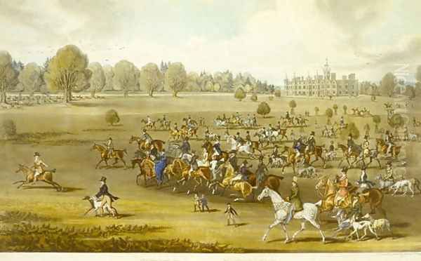 Coursers taking the Field at Hatfield Park Oil Painting by James Pollard