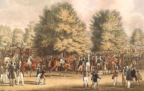 Epsom, Saddling in the Warren Oil Painting by James Pollard