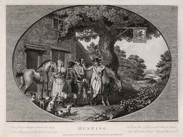 Hunting, engraved by Robert Pollard (1755-1838), 1784 Oil Painting by James Pollard