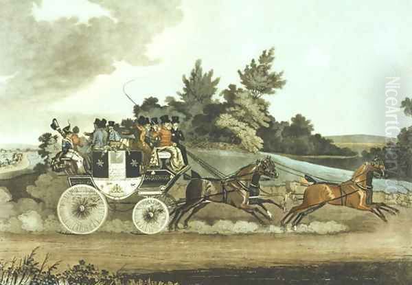 Stage Coach and Opposition Coach in Sight Oil Painting by James Pollard