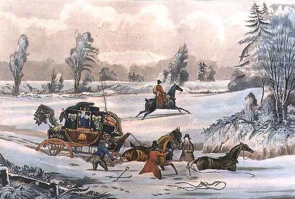 The Mail Coach in a Drift of Snow Oil Painting by James Pollard