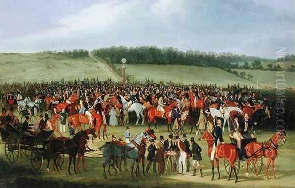 Epsom Races: The Betting Post Oil Painting by James Pollard