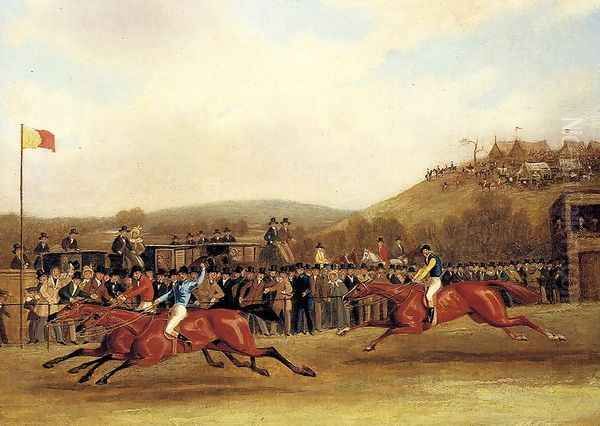 Vivian, Lady Emily and Wallington at the Finish of The Hunter's Stakes at Worthy Down, Winchester in July 1835 Oil Painting by James Pollard