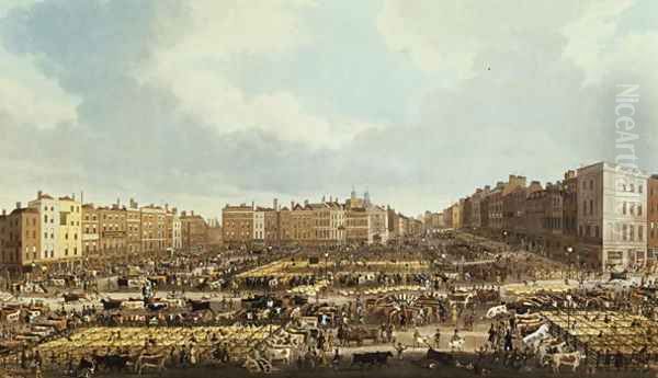 Smithfield Market Oil Painting by James Pollard