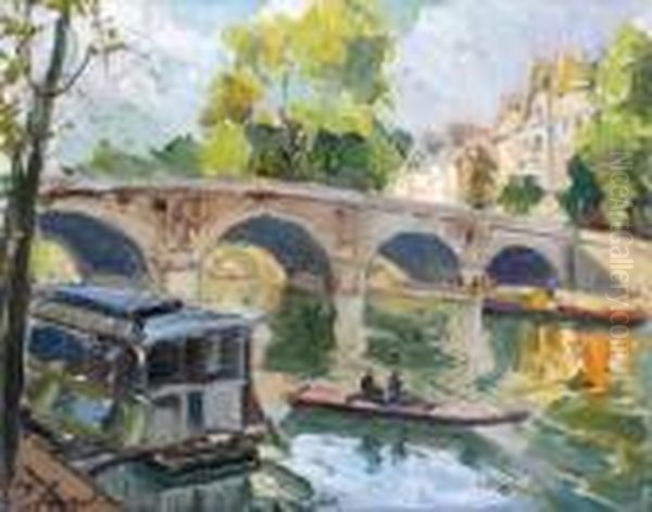 Paris, La Seine Et Le Pont-marie Oil Painting by Georges Lapchine