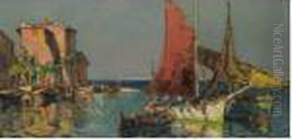 The Red Sail Oil Painting by Georges Lapchine