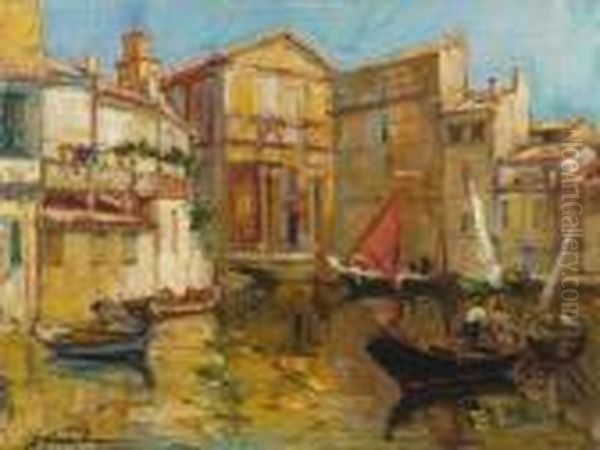 Les Martigues Oil Painting by Georges Lapchine