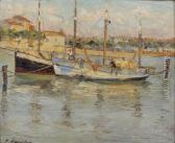 Port De Peche En Mediterranee Oil Painting by Georges Lapchine