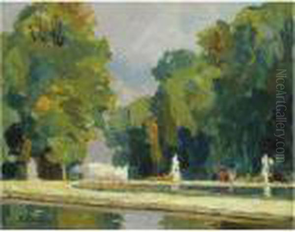 Park Landscape Oil Painting by Georges Lapchine