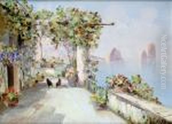 Capri, Terrasse Sur La Mer by Georges Lapchine