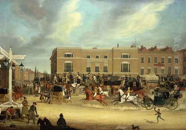 The Elephant and Castle on the Brighton Road, 1826 2 Oil Painting by James Pollard