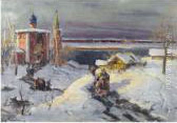 Returning From Church Oil Painting by Georges Lapchine