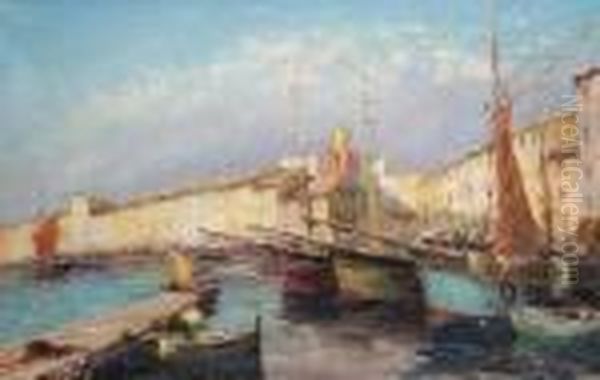 Le Port De Saint-tropez Oil Painting by Georges Lapchine