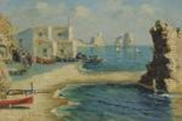 Vue De Capri Oil Painting by Georges Lapchine